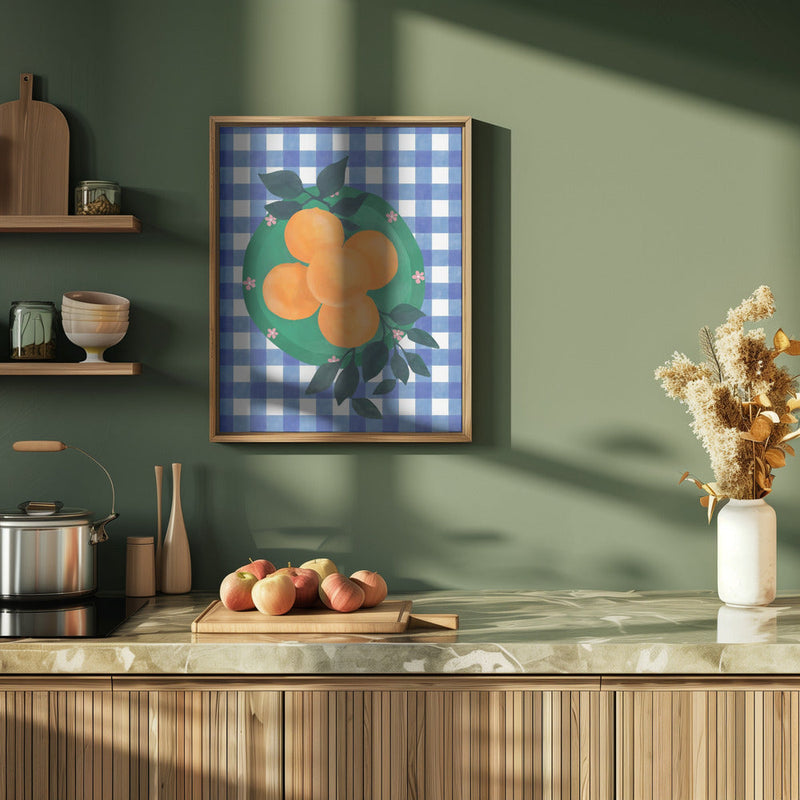 Checkered Citrus Charm - Stretched Canvas, Poster or Fine Art Print I Heart Wall Art