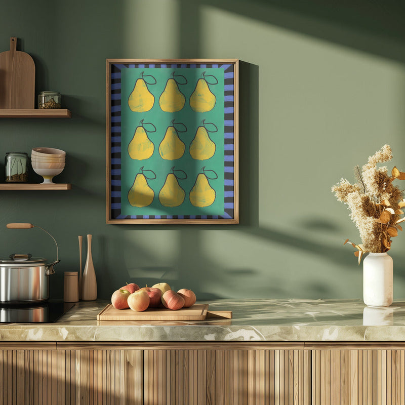 Pear Grid Harmony - Stretched Canvas, Poster or Fine Art Print I Heart Wall Art