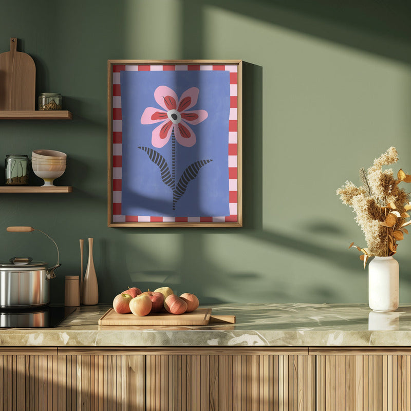 Flower with Pink Petals and Striped Leaves - Stretched Canvas, Poster or Fine Art Print I Heart Wall Art