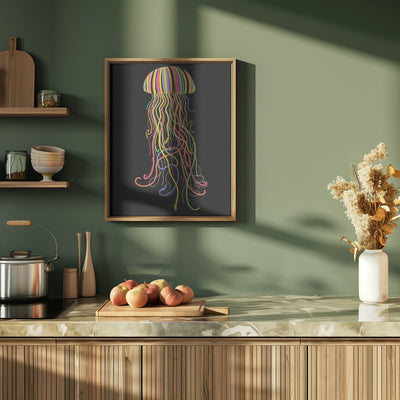 Rainbow Jellyfish - Stretched Canvas, Poster or Fine Art Print I Heart Wall Art