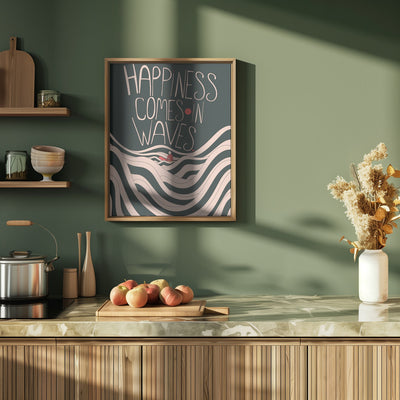 Happiness Comes In Waves - Stretched Canvas, Poster or Fine Art Print I Heart Wall Art