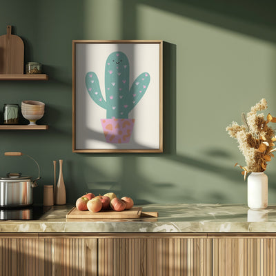 Happy Cactus - Stretched Canvas, Poster or Fine Art Print I Heart Wall Art