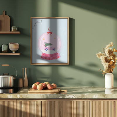 Snowglobe Pink - Stretched Canvas, Poster or Fine Art Print I Heart Wall Art