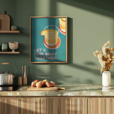 Rum Away Beach Bar Cocktail Art - Stretched Canvas, Poster or Fine Art Print I Heart Wall Art