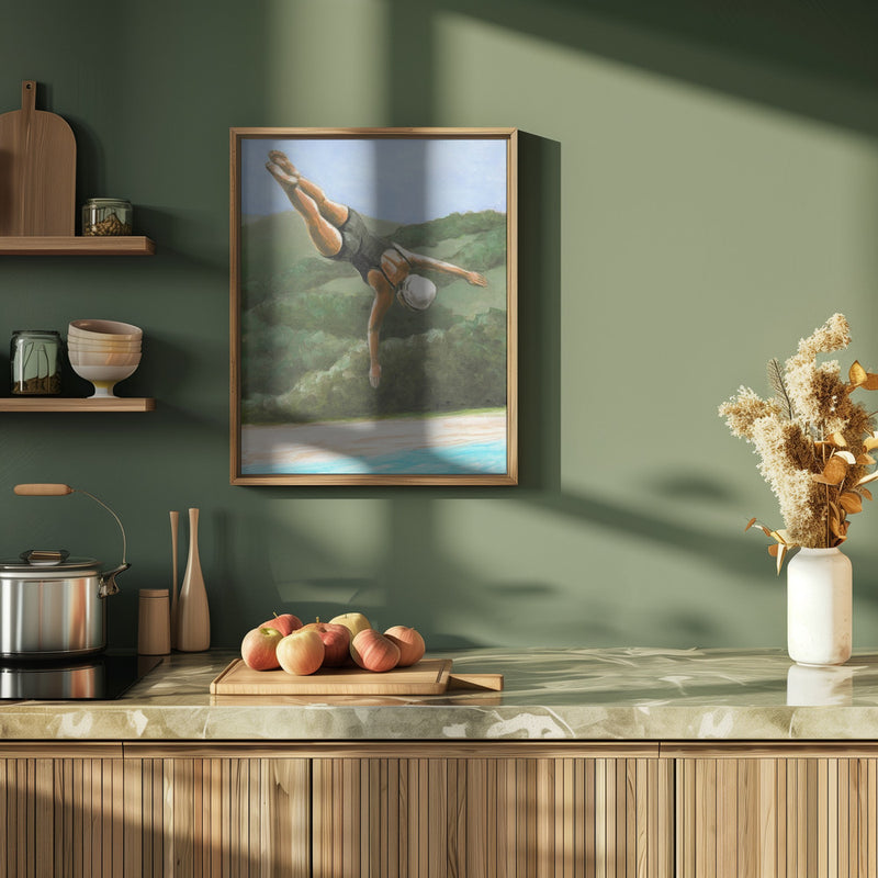 Diver Above River - Stretched Canvas, Poster or Fine Art Print I Heart Wall Art