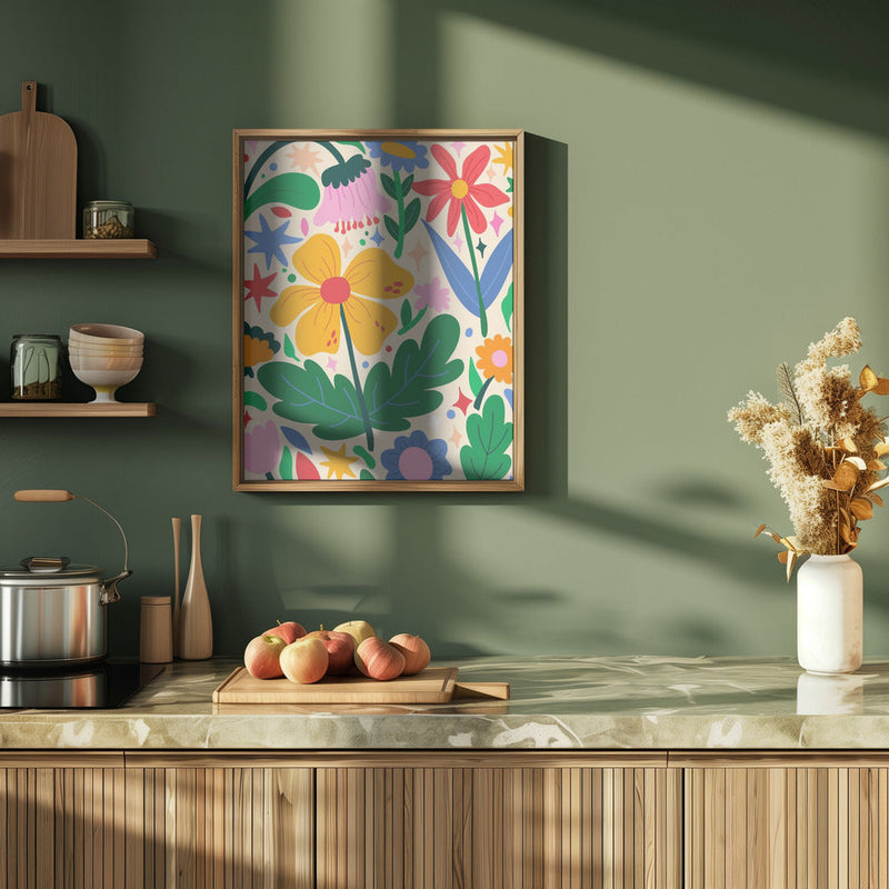 Flower Mixtape - Stretched Canvas, Poster or Fine Art Print I Heart Wall Art