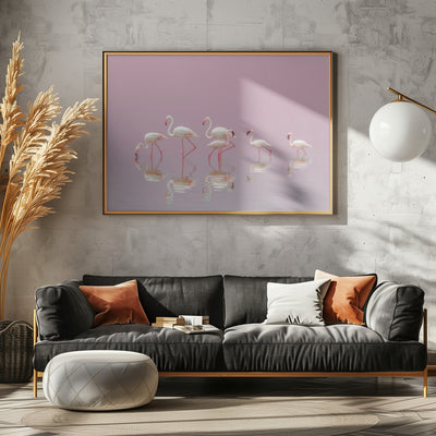 Flamingos - Stretched Canvas, Poster or Fine Art Print I Heart Wall Art