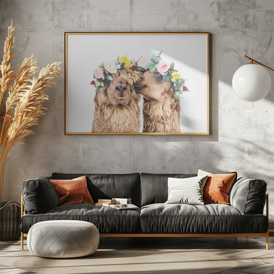 Boho Alpacas - Stretched Canvas, Poster or Fine Art Print I Heart Wall Art