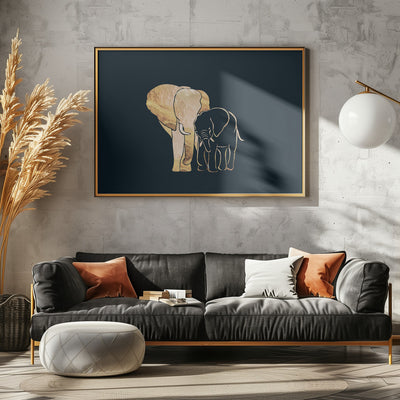 Black Gold Elephants 1 - Stretched Canvas, Poster or Fine Art Print I Heart Wall Art