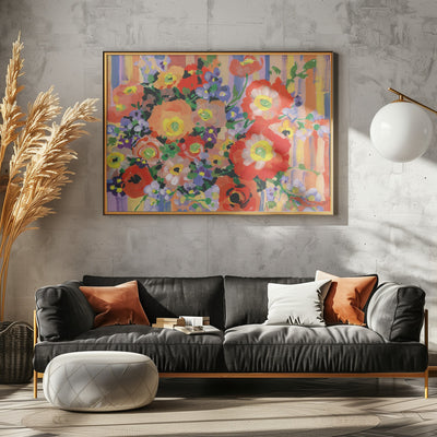 Folk Bouquet - Stretched Canvas, Poster or Fine Art Print I Heart Wall Art