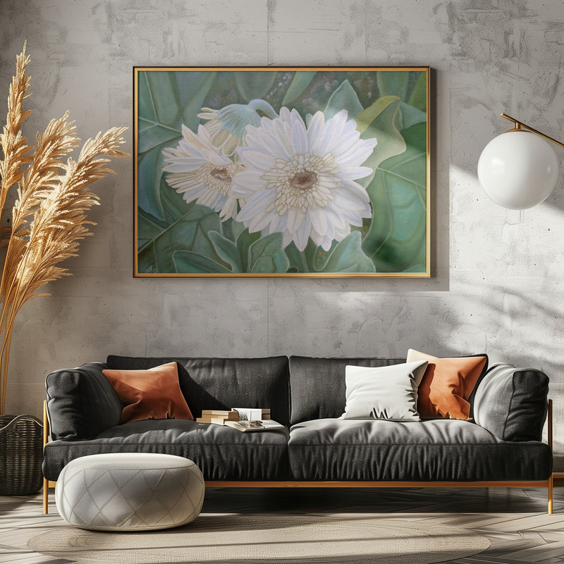 White Gerbera - Stretched Canvas, Poster or Fine Art Print I Heart Wall Art