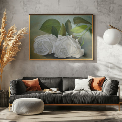 White Roses - Stretched Canvas, Poster or Fine Art Print I Heart Wall Art