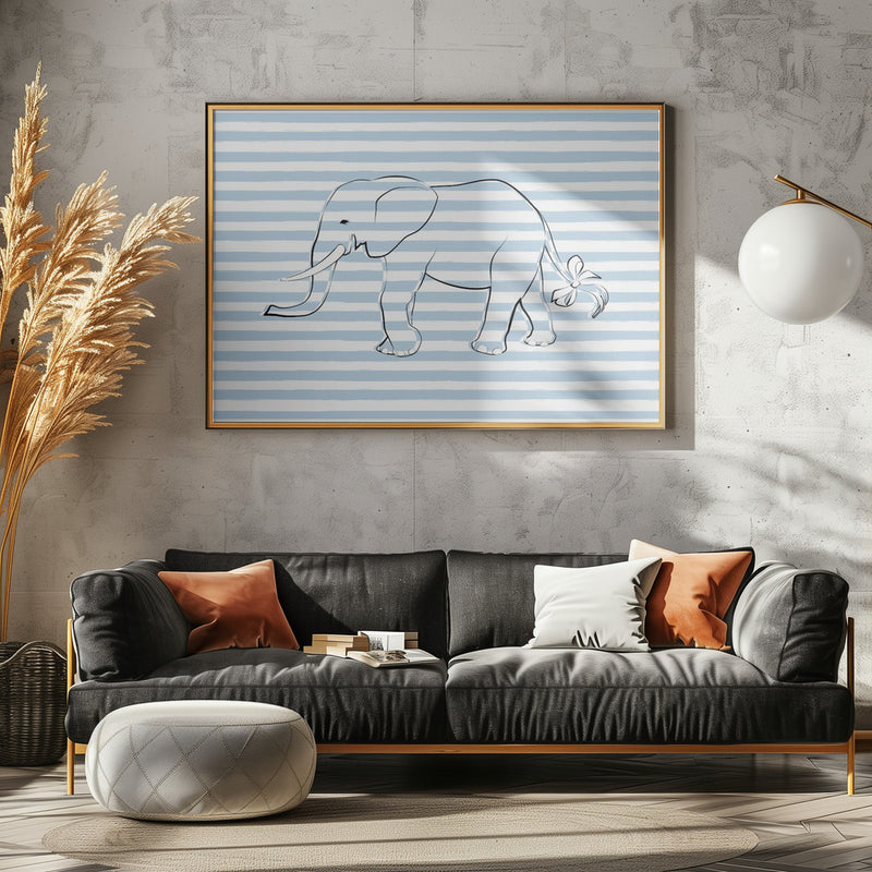 Stripe Elephant - Stretched Canvas, Poster or Fine Art Print I Heart Wall Art