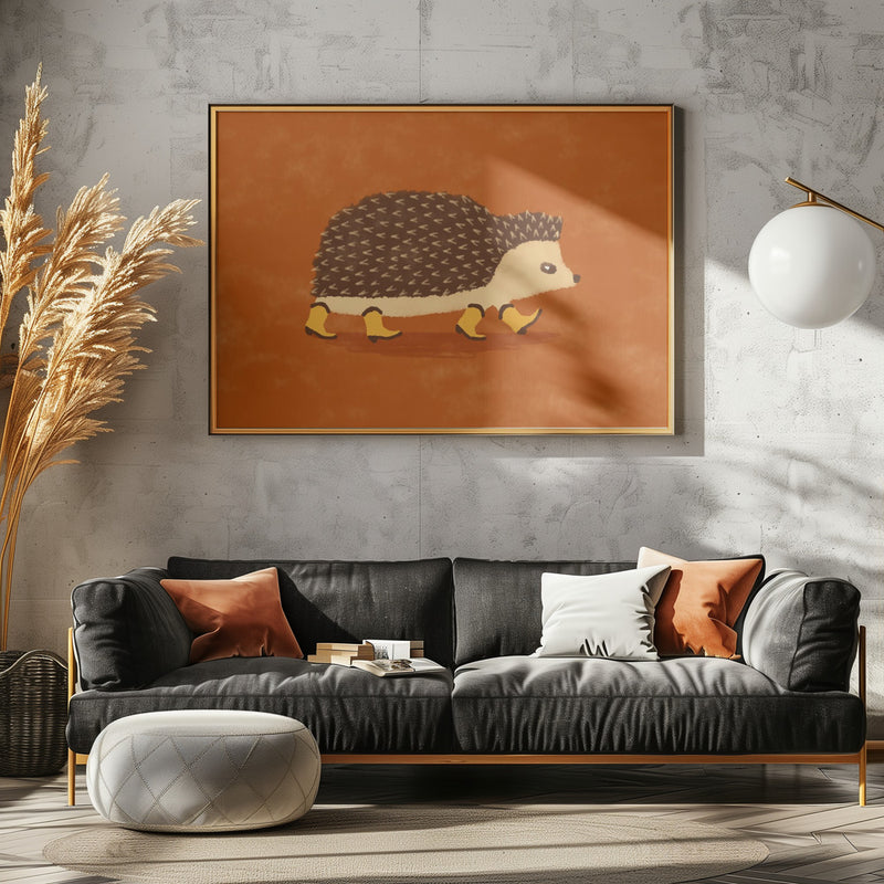 Sonny the Hedgehog Running In Cowboy Boots - Stretched Canvas, Poster or Fine Art Print I Heart Wall Art