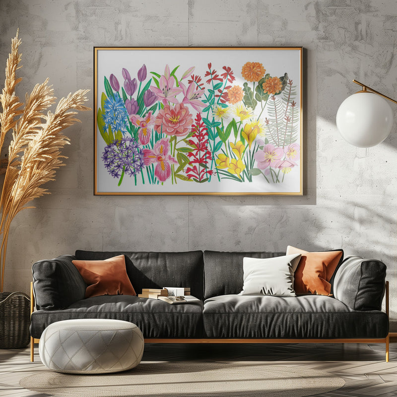 Flowers in the Garden - Stretched Canvas, Poster or Fine Art Print I Heart Wall Art