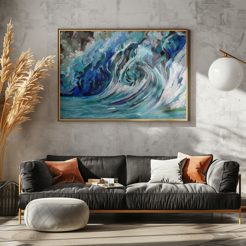 Blue Wawe - Stretched Canvas, Poster or Fine Art Print I Heart Wall Art