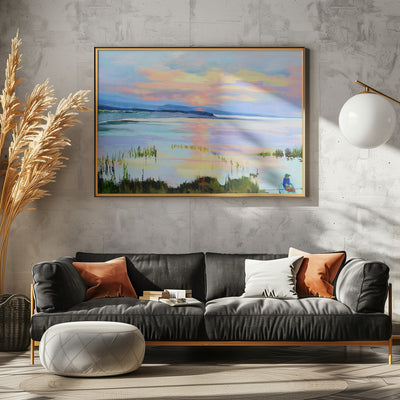 Sunset On the Bay - Stretched Canvas, Poster or Fine Art Print I Heart Wall Art