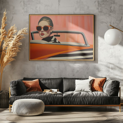 Woman In a Cadilac - Stretched Canvas, Poster or Fine Art Print I Heart Wall Art