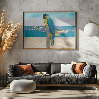 Macaw Seaside Landscape - Stretched Canvas, Poster or Fine Art Print I Heart Wall Art