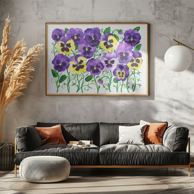 Pansy Field - Stretched Canvas, Poster or Fine Art Print I Heart Wall Art