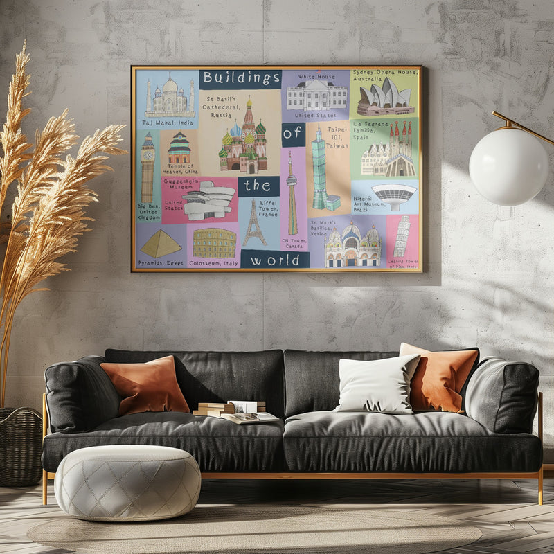 Buildings of the World Illustrated by Artist Carla Daly - Stretched Canvas, Poster or Fine Art Print I Heart Wall Art