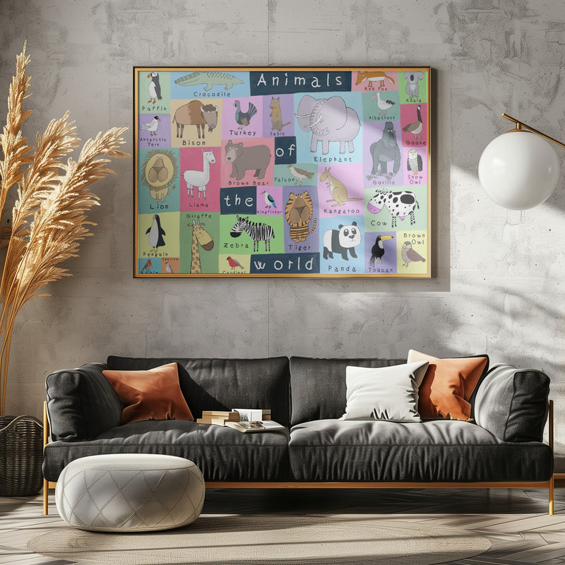 Animals of the World Illustration by Artist Carla Daly - Stretched Canvas, Poster or Fine Art Print I Heart Wall Art