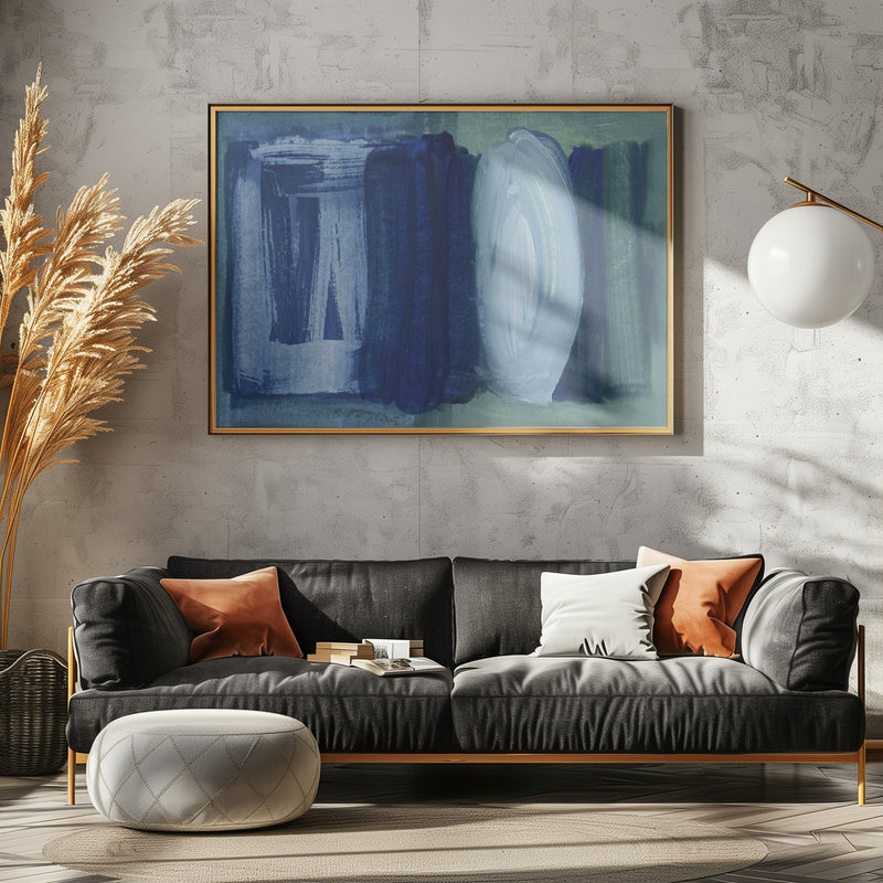 Brushstrokes Blue Green - Stretched Canvas, Poster or Fine Art Print I Heart Wall Art