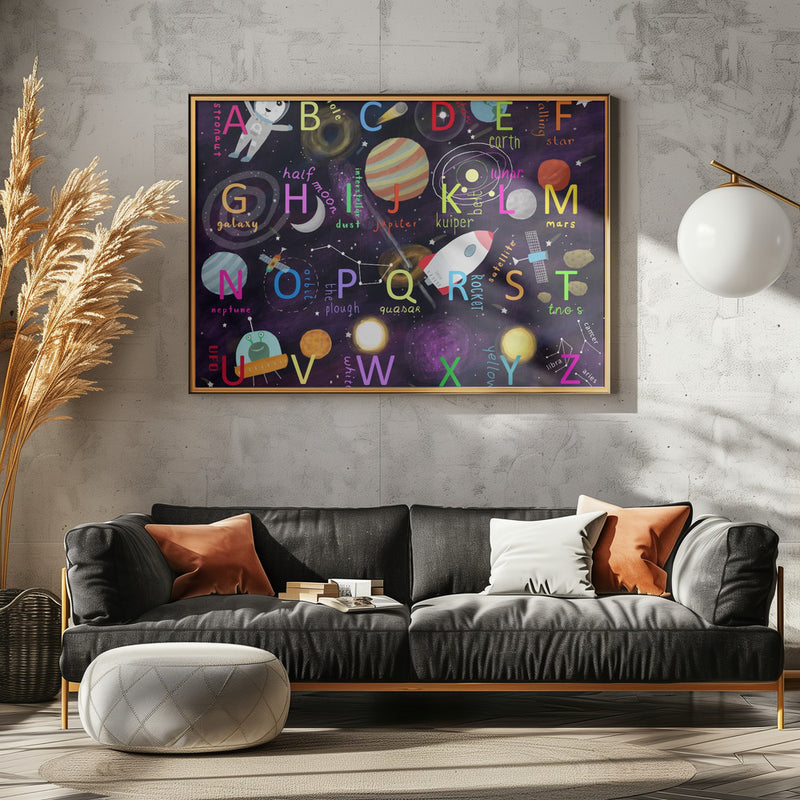 Space Alphabet Illustration by Artist Carla Daly - Stretched Canvas, Poster or Fine Art Print I Heart Wall Art