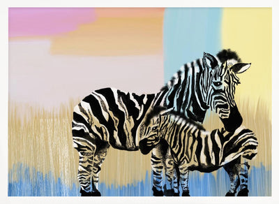 Mama Zebra and baby - Stretched Canvas, Poster or Fine Art Print I Heart Wall Art