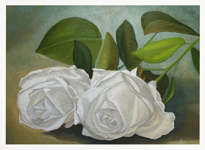 White Roses - Stretched Canvas, Poster or Fine Art Print I Heart Wall Art