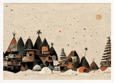 Tiny Christmas Town - Stretched Canvas, Poster or Fine Art Print I Heart Wall Art