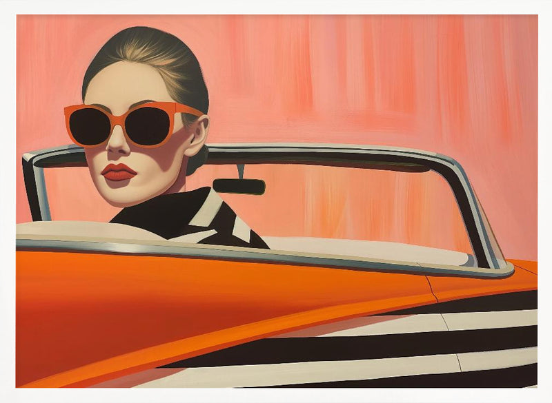 Woman In a Cadilac - Stretched Canvas, Poster or Fine Art Print I Heart Wall Art