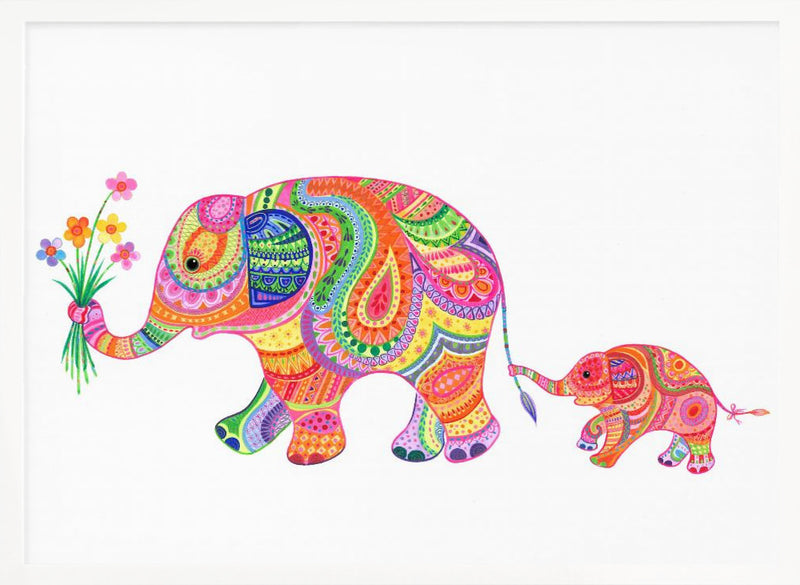 Elephant and Baby - Stretched Canvas, Poster or Fine Art Print I Heart Wall Art