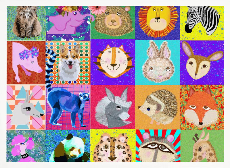 Pop Animal portraits 2 - Stretched Canvas, Poster or Fine Art Print I Heart Wall Art