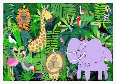 Jungle Animals Deep in the Jungle Foliage by Artist Carla Daly - Stretched Canvas, Poster or Fine Art Print I Heart Wall Art