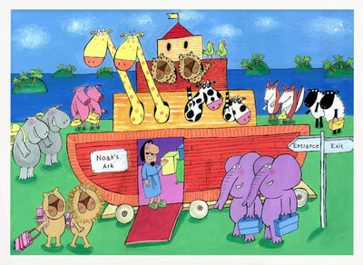 The Animals Enter Two by Two into Noah&#039;s Ark - Stretched Canvas, Poster or Fine Art Print I Heart Wall Art