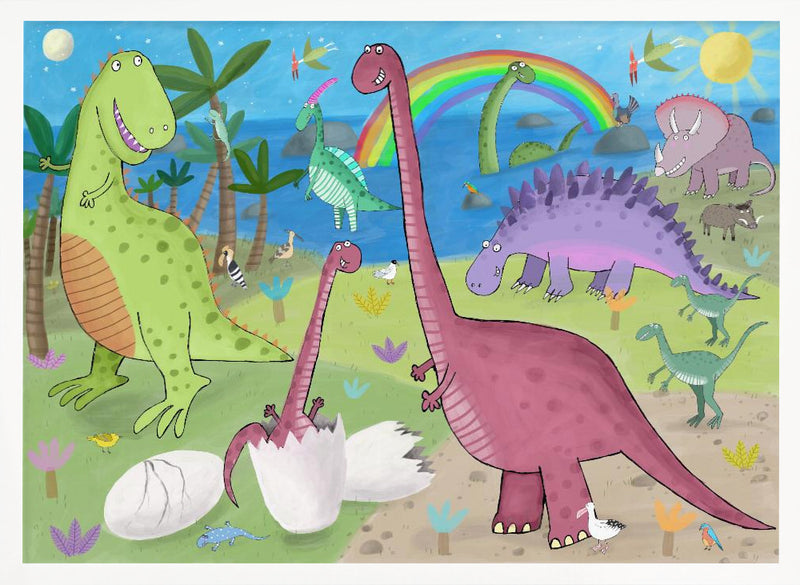 Cute Dinosaur in the Jurassic Park by Artist Carla Daly - Stretched Canvas, Poster or Fine Art Print I Heart Wall Art