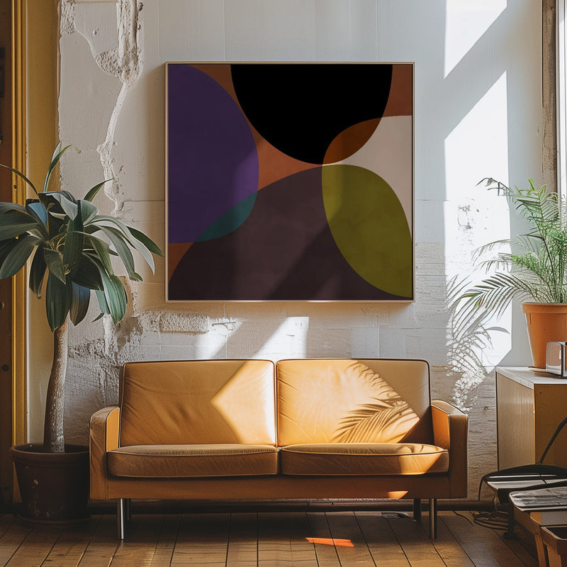 Mid Circles Terracotta Blck2 - Square Stretched Canvas, Poster or Fine Art Print I Heart Wall Art