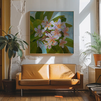 Plumeria - Square Stretched Canvas, Poster or Fine Art Print I Heart Wall Art