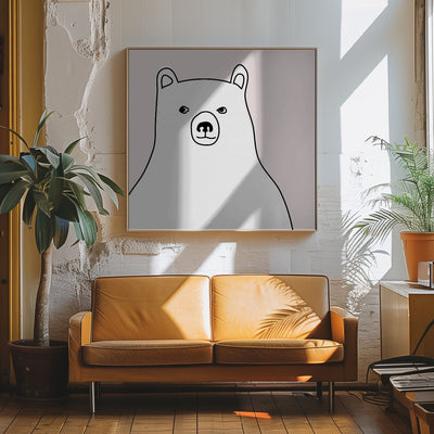 Bear In a Pink Square - Square Stretched Canvas, Poster or Fine Art Print I Heart Wall Art