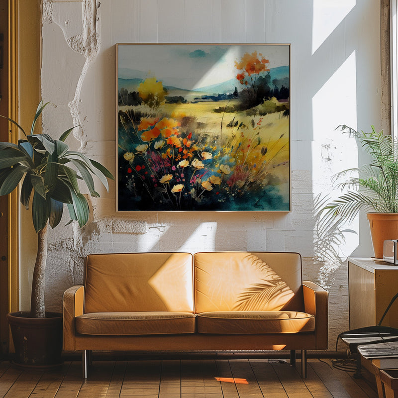 Idyllic Meadow (3) - Square Stretched Canvas, Poster or Fine Art Print I Heart Wall Art