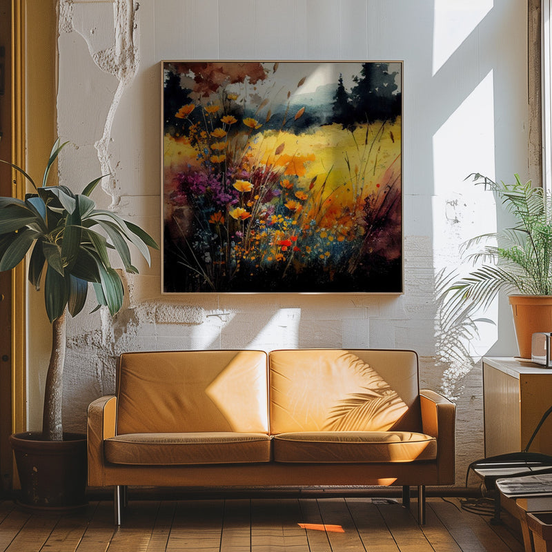 Idyllic Meadow (12) - Square Stretched Canvas, Poster or Fine Art Print I Heart Wall Art