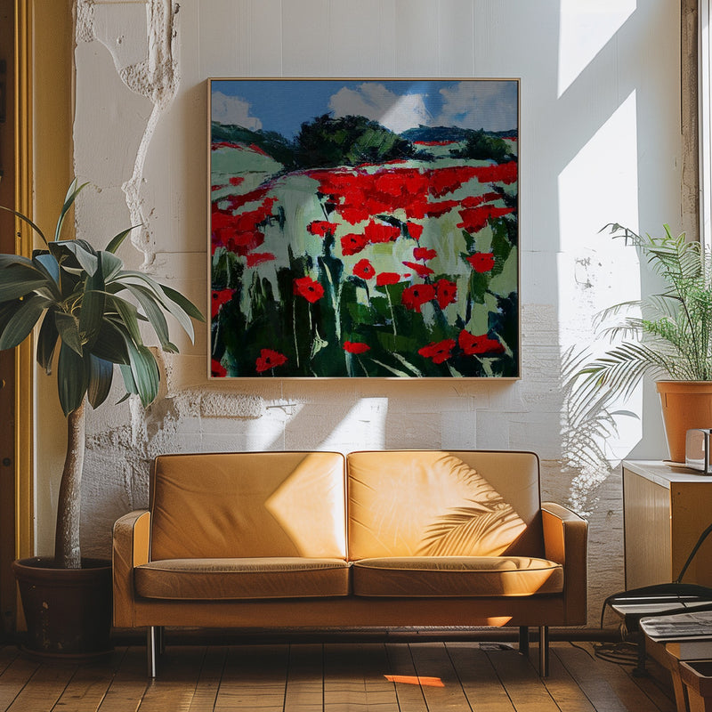 Poppies - Square Stretched Canvas, Poster or Fine Art Print I Heart Wall Art