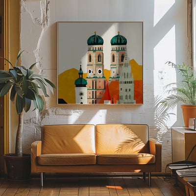 Munich, Liebfrauenkirche - Square Stretched Canvas, Poster or Fine Art Print I Heart Wall Art