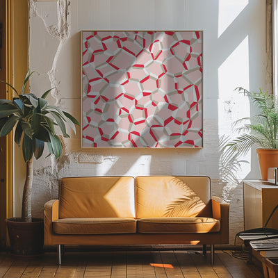 City life connections pearl pink pattern - Square Stretched Canvas, Poster or Fine Art Print I Heart Wall Art