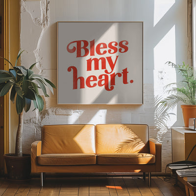 Blessmyheart W Background - Square Stretched Canvas, Poster or Fine Art Print I Heart Wall Art