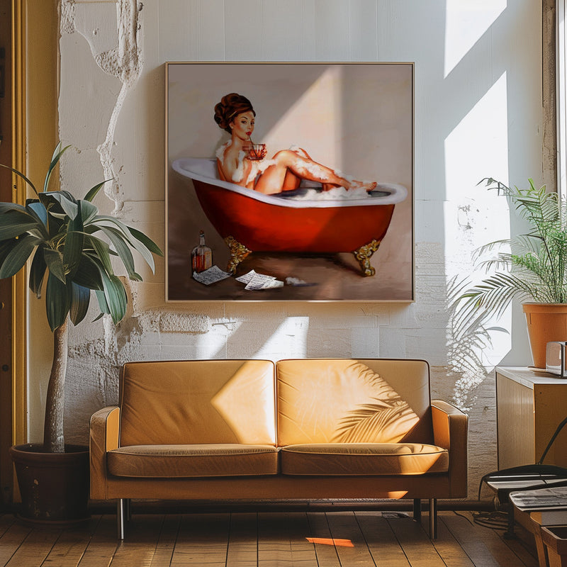 Whiskey Bath - Square Stretched Canvas, Poster or Fine Art Print I Heart Wall Art