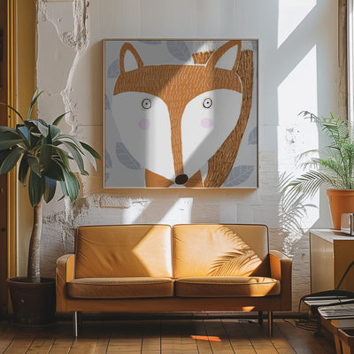 X Fox Final - Square Stretched Canvas, Poster or Fine Art Print I Heart Wall Art