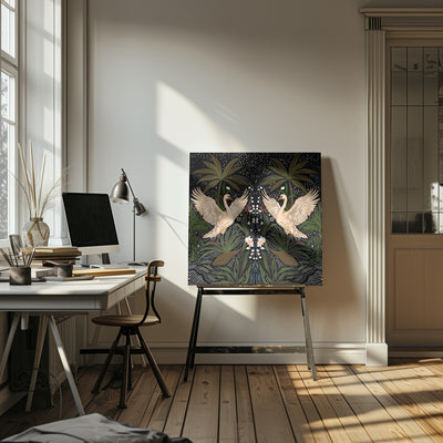 Swan Dance - Square Stretched Canvas, Poster or Fine Art Print I Heart Wall Art