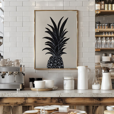 Black Pineapple - Stretched Canvas, Poster or Fine Art Print I Heart Wall Art